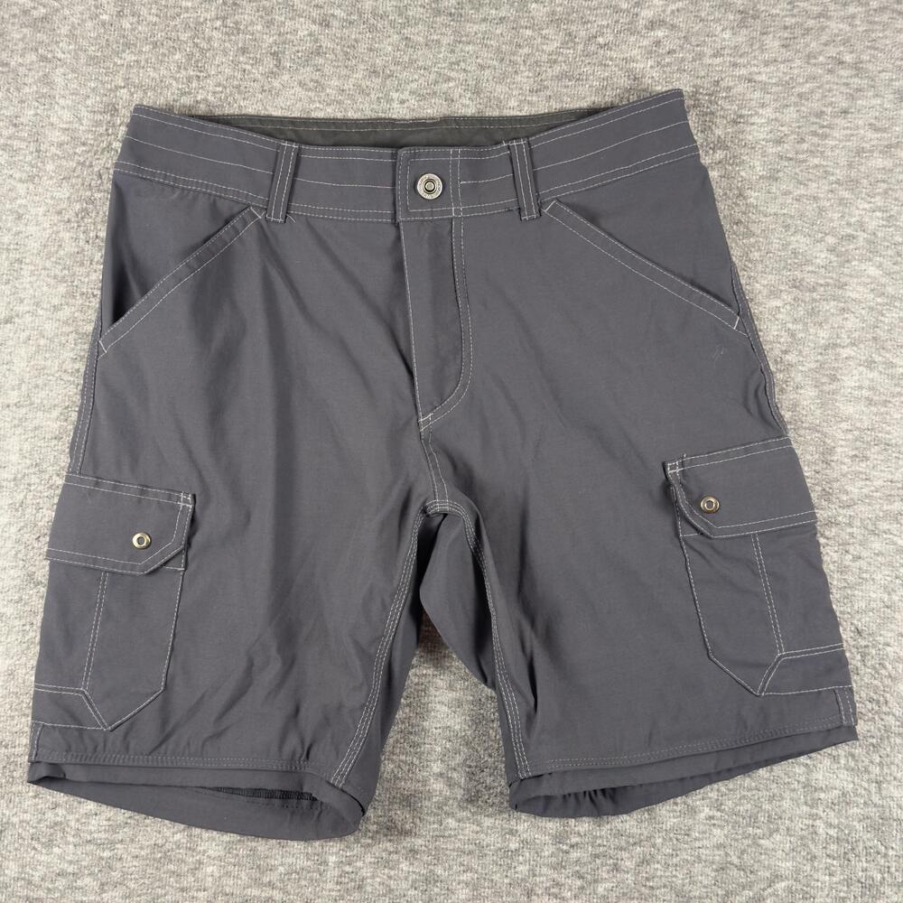 KUHL Shorts Mens 32 Gray Nylon Stretch 10 Inch Inseam Cargo Outdoor Hiking